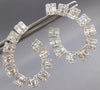 3.25CT DIAMOND 18KT WHITE GOLD 3D ROUND & BAGUETTE SIDEWAY HOOP HANGING EARRINGS