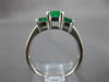 1.8CT AAA EMERALD 14KT WHITE GOLD EMERALD CUT 3 STONE PAST PRESENT & FUTURE RING