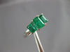 1.8CT AAA EMERALD 14KT WHITE GOLD EMERALD CUT 3 STONE PAST PRESENT & FUTURE RING
