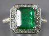 2.48CT DIAMOND & AAA EMERALD 14KT WHITE GOLD 3D EMERALD CUT HALO ENGAGEMENT RING
