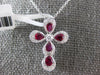 1.17CT DIAMOND & RUBY 18KT WHITE GOLD ROUND & PEAR SHAPE CROSS FLOATING PENDANT