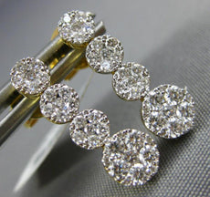 ESTATE .63CT DIAMOND 18KT YELLOW GOLD 3D CLUSTER FLOWER JOURNEY HANGING EARRINGS