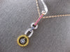 LARGE & LONG 1.06CT DIAMOND & AAA SAPPHIRE 18KT TRI COLOR GOLD 3D FLOWER PENDANT