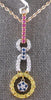 LARGE & LONG 1.06CT DIAMOND & AAA SAPPHIRE 18KT TRI COLOR GOLD 3D FLOWER PENDANT