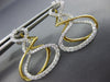 LARGE .63CT DIAMOND 18K 2 TONE GOLD MULTI ROW INFINITY OVAL FUN HANGING EARRINGS