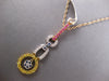 LARGE & LONG 1.06CT DIAMOND & AAA SAPPHIRE 18KT TRI COLOR GOLD 3D FLOWER PENDANT