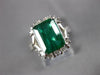 WIDE 4.26CT DIAMOND & AAA EMERALD 14KT WHITE GOLD 3D EMERALD CUT ENGAGEMENT RING