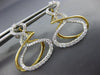 LARGE .63CT DIAMOND 18K 2 TONE GOLD MULTI ROW INFINITY OVAL FUN HANGING EARRINGS