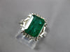 WIDE 4.26CT DIAMOND & AAA EMERALD 14KT WHITE GOLD 3D EMERALD CUT ENGAGEMENT RING