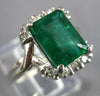 WIDE 4.26CT DIAMOND & AAA EMERALD 14KT WHITE GOLD 3D EMERALD CUT ENGAGEMENT RING
