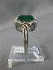WIDE 4.26CT DIAMOND & AAA EMERALD 14KT WHITE GOLD 3D EMERALD CUT ENGAGEMENT RING