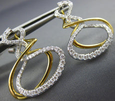 LARGE .63CT DIAMOND 18K 2 TONE GOLD MULTI ROW INFINITY OVAL FUN HANGING EARRINGS