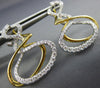 LARGE .63CT DIAMOND 18K 2 TONE GOLD MULTI ROW INFINITY OVAL FUN HANGING EARRINGS