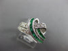 .91CT DIAMOND & AAA EMERALD 14KT WHITE GOLD PRINCESS TWO ROW LOVE KNOT FUN RING