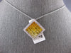 LARGE 3.06CT DIAMOND & AAA YELLOW SAPPHIRE 14K WHITE GOLD RAINBOW SQUARE PENDANT
