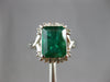 WIDE 4.26CT DIAMOND & AAA EMERALD 14KT WHITE GOLD 3D EMERALD CUT ENGAGEMENT RING