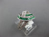 .91CT DIAMOND & AAA EMERALD 14KT WHITE GOLD PRINCESS TWO ROW LOVE KNOT FUN RING