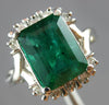 WIDE 4.26CT DIAMOND & AAA EMERALD 14KT WHITE GOLD 3D EMERALD CUT ENGAGEMENT RING