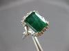 WIDE 4.26CT DIAMOND & AAA EMERALD 14KT WHITE GOLD 3D EMERALD CUT ENGAGEMENT RING