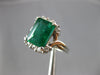 WIDE 4.26CT DIAMOND & AAA EMERALD 14KT WHITE GOLD 3D EMERALD CUT ENGAGEMENT RING