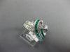 .91CT DIAMOND & AAA EMERALD 14KT WHITE GOLD PRINCESS TWO ROW LOVE KNOT FUN RING