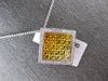 LARGE 3.06CT DIAMOND & AAA YELLOW SAPPHIRE 14K WHITE GOLD RAINBOW SQUARE PENDANT