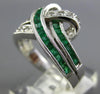 .91CT DIAMOND & AAA EMERALD 14KT WHITE GOLD PRINCESS TWO ROW LOVE KNOT FUN RING