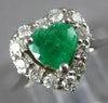 1.41CT DIAMOND & AAA EMERALD 14KT WHITE GOLD HEART SHAPE & ROUND ENGAGEMENT RING