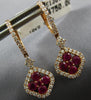 1.74CT DIAMOND & AAA RUBY 18K ROSE GOLD FLOWER SQUARE LEVERBACK HANGING EARRINGS