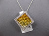 LARGE 3.06CT DIAMOND & AAA YELLOW SAPPHIRE 14K WHITE GOLD RAINBOW SQUARE PENDANT