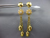 LARGE .05CT DIAMOND 18KT YELLOW GOLD 3D MATTE AND SHINY FLOWER HANGING EARRINGS