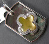LARGE 8.77CT DIAMOND & AAA MOTHER OF PEARL 18KT WHITE GOLD FLOWER DOGTAG PENDANT