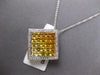 LARGE 3.06CT DIAMOND & AAA YELLOW SAPPHIRE 14K WHITE GOLD RAINBOW SQUARE PENDANT