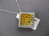 LARGE 3.06CT DIAMOND & AAA YELLOW SAPPHIRE 14K WHITE GOLD RAINBOW SQUARE PENDANT