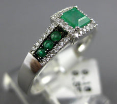 .73CT DIAMOND & AAA EMERALD 14K WHITE & BLACK GOLD PRINCESS & ROUND PROMISE RING