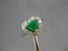 1.41CT DIAMOND & AAA EMERALD 14KT WHITE GOLD HEART SHAPE & ROUND ENGAGEMENT RING