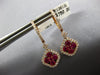 1.74CT DIAMOND & AAA RUBY 18K ROSE GOLD FLOWER SQUARE LEVERBACK HANGING EARRINGS