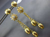 LARGE .05CT DIAMOND 18KT YELLOW GOLD 3D MATTE AND SHINY FLOWER HANGING EARRINGS