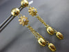 LARGE .05CT DIAMOND 18KT YELLOW GOLD 3D MATTE AND SHINY FLOWER HANGING EARRINGS
