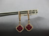 1.74CT DIAMOND & AAA RUBY 18K ROSE GOLD FLOWER SQUARE LEVERBACK HANGING EARRINGS