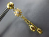 LARGE .05CT DIAMOND 18KT YELLOW GOLD 3D MATTE AND SHINY FLOWER HANGING EARRINGS