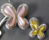 LARGE 4.75CT DIAMOND & AAA MOTHER OF PEARL 18K WHITE GOLD BUTTERFLY LOVE PENDANT