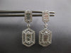 ESTATE 1.18CT DIAMOND 18KT WHITE GOLD ROUND & BAGUETTE HEXAGON HANGING EARRINGS