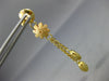 LARGE .05CT DIAMOND 18KT YELLOW GOLD 3D MATTE AND SHINY FLOWER HANGING EARRINGS