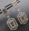 ESTATE 1.18CT DIAMOND 18KT WHITE GOLD ROUND & BAGUETTE HEXAGON HANGING EARRINGS