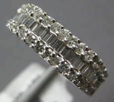 1.13CT DIAMOND 18KT WHITE GOLD 3D ROUND & BAGUETTE SEMI HEXAGON ANNIVERSARY RING