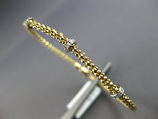 0.06CT DIAMOND 14KT 2 TONE GOLD PAST PRESENT FUTURE FLEXIBLE MESH BANGLE BRACELET