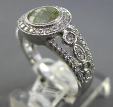 1.25CT DIAMOND & AAA LEMON QUARTZ 14K WHITE GOLD 3D ROUND HALO FILIGREE FUN RING