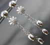 ESTATE LARGE .05CT DIAMOND 18KT WHITE GOLD MATTE & SHINY FLOWER HANGING EARRINGS