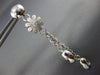 ESTATE LARGE .05CT DIAMOND 18KT WHITE GOLD MATTE & SHINY FLOWER HANGING EARRINGS
